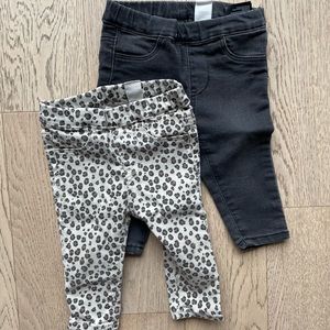 H&M black and leopard jeggings